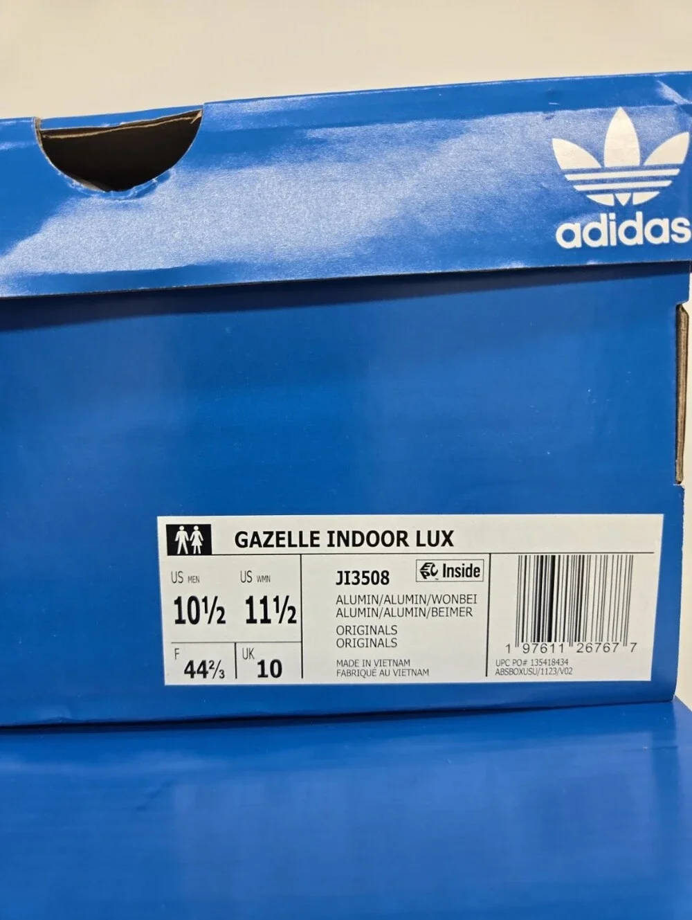 adidas Men's Gazelle Indoor Luxe JI3508 Pack Alumina Shoes Size 10.5